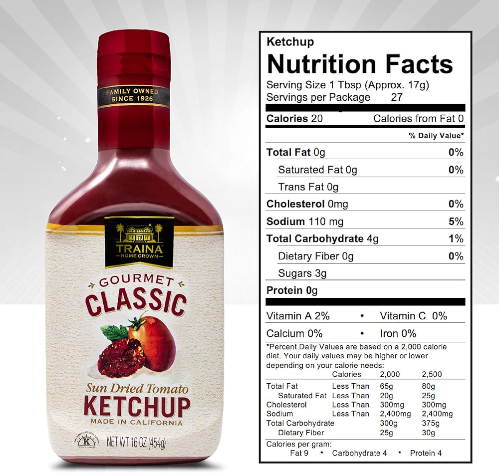 Traina Home Grown Gourmet Classic and Sriracha Ketchup Pack - No Corn Syrup, Non-GMO, 16 oz  - Pack of 2