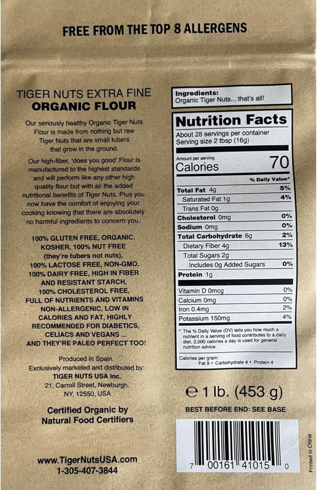 Organic Tigernut Flour - 1 lb