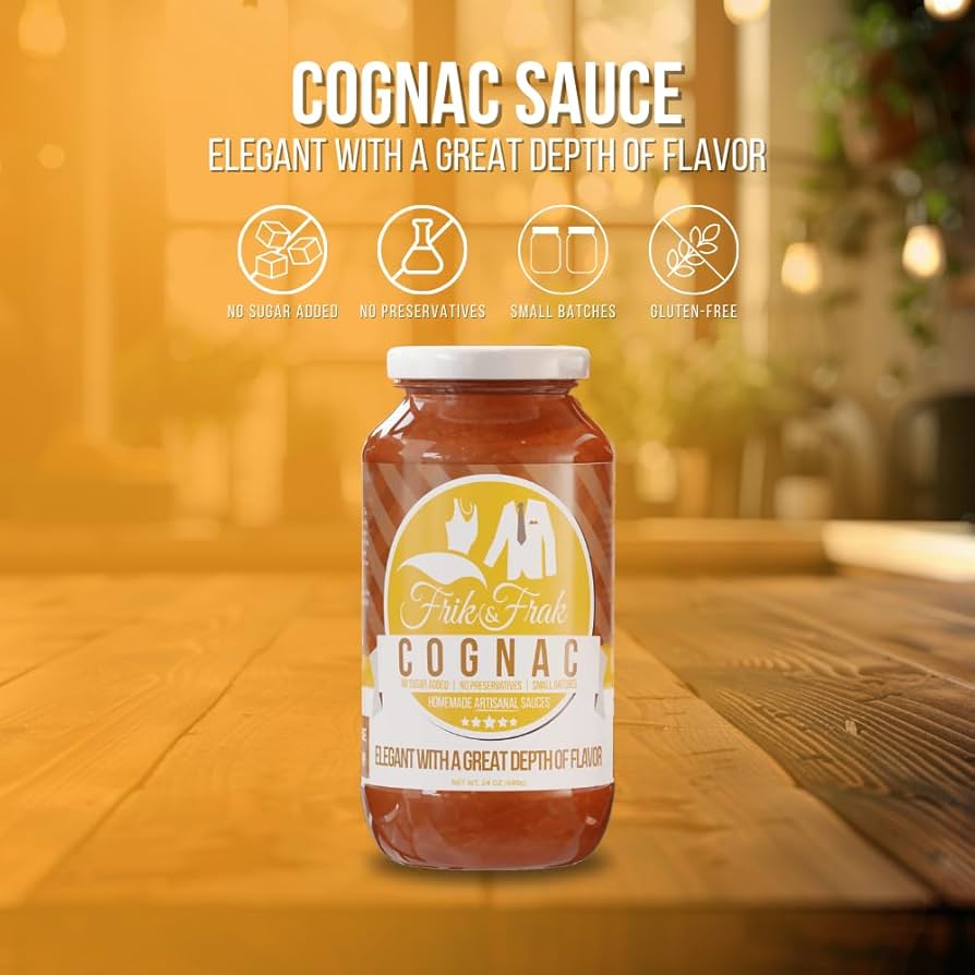 Frik & Frak Cognac Pasta Sauce - No Sugar Added, No Preservatives, Gluten Free, 36 Month Shelf Life, Artisan Small Batch Crafted Pasta Sauces, Sweetheart Sauce, 24 Oz Jars - Pack of 6