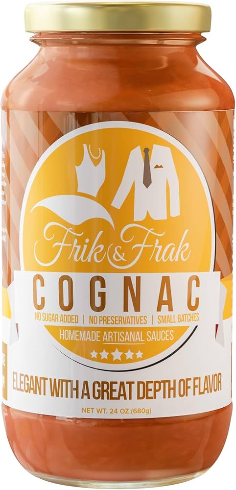 Frik & Frak Cognac Pasta Sauce - No Sugar Added, No Preservatives, Gluten Free, 36 Month Shelf Life, Artisan Small Batch Crafted Pasta Sauces, Sweetheart Sauce, 24 Oz Jars - Pack of 6