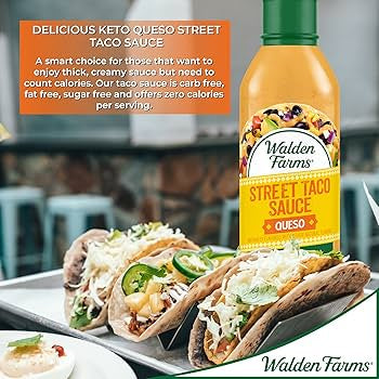 Walden Farms Street Taco Sauce Queso - Calorie-Free, Gluten-Free, Low Carb, Keto-Friendly, Sugar-Free, Creamy Queso Flavor, 12 oz each - Pack of 2