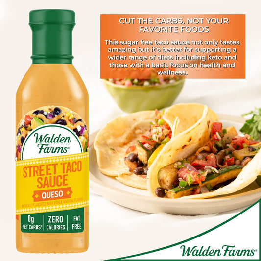 Walden Farms Street Taco Sauce Queso - Calorie-Free, Gluten-Free, Low Carb, Keto-Friendly, Sugar-Free, Creamy Queso Flavor, 12 oz each - Pack of 2