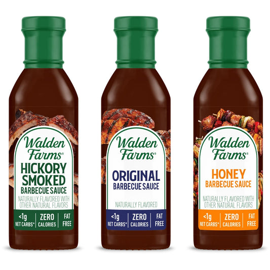 Walden Farms Bbq Sauce Variety - Hickory Smoked Barbecue, Original Barbecue, Honey Barbecue, 12 oz - Pack of 3