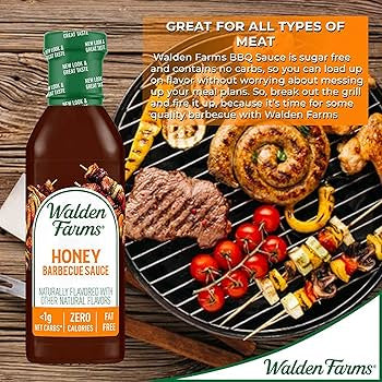 Walden Farms Bbq Sauce Variety - Hickory Smoked Barbecue, Thick and Spicy Bbq, Original Barbecue, Honey Barbecue, 12 oz - Pack of 4