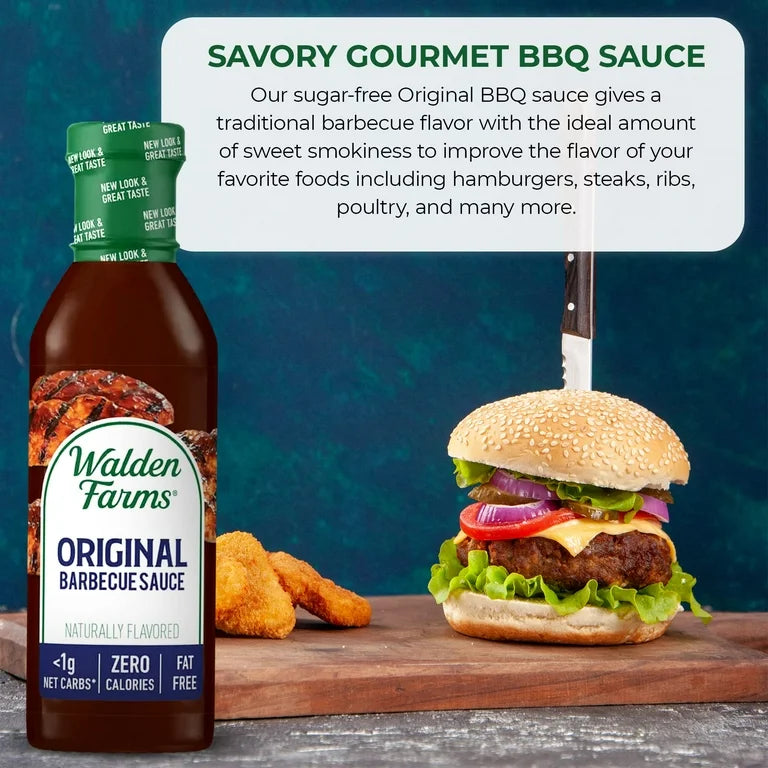 Walden Farms Bbq Sauce Variety - Hickory Smoked Barbecue, Original Barbecue, Honey Barbecue, 12 oz - Pack of 3