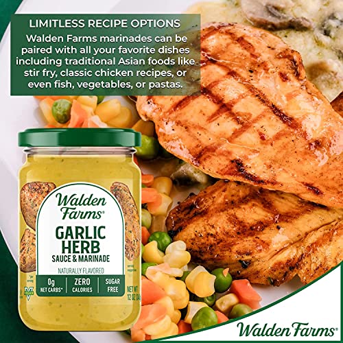 Walden Farms Pasta Sauce Variety - Garlic & Herb Pasta Sauce, Pasta Sauce Alfredo, Pasta Sauce Tomato and Basil, 12 oz - Pack of 3