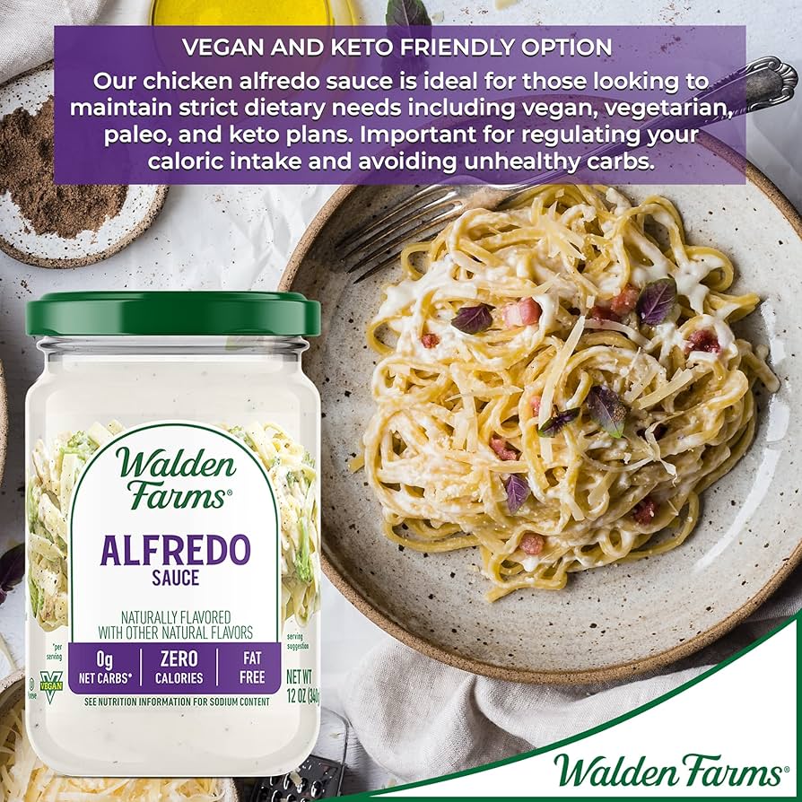 Walden Farms Pasta Sauce Variety - Garlic & Herb Pasta Sauce, Pasta Sauce Alfredo, Pasta Sauce Tomato and Basil, 12 oz - Pack of 3