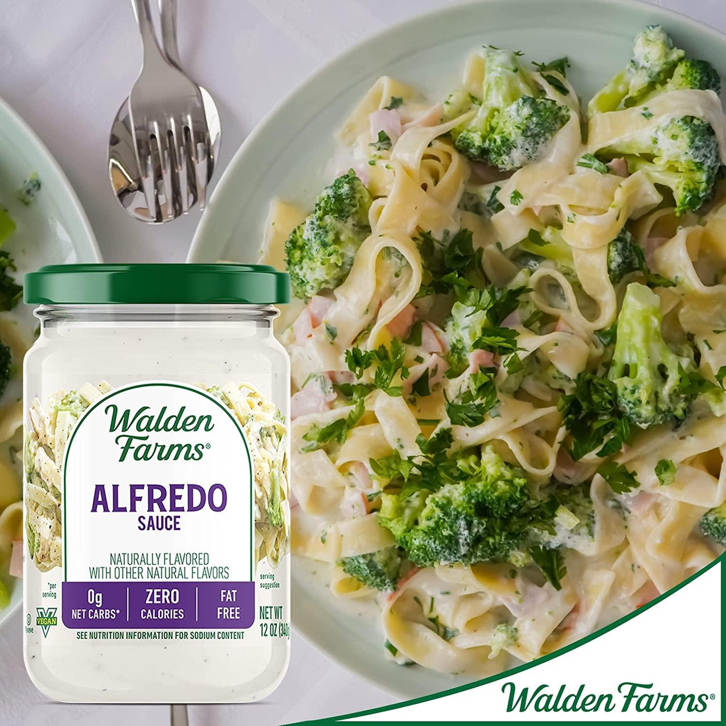 Walden Farms Pasta Sauce Variety - Garlic & Herb Pasta Sauce, Pasta Sauce Alfredo, Pasta Sauce Tomato and Basil, 12 oz - Pack of 3