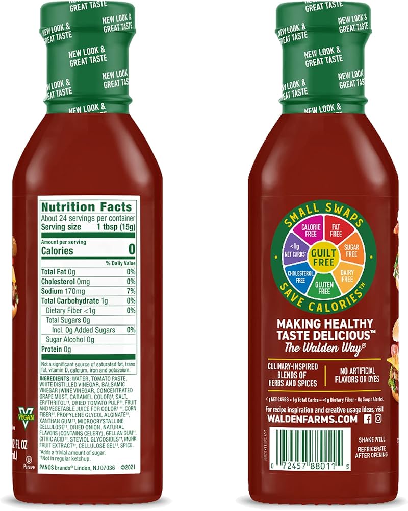 Walden Farms Calorie Free Ketchup - Gluten Free, Sugar Free Ketchup,Seafood Sauce & Original BBQ Sauce , 12 oz - Pack of 3