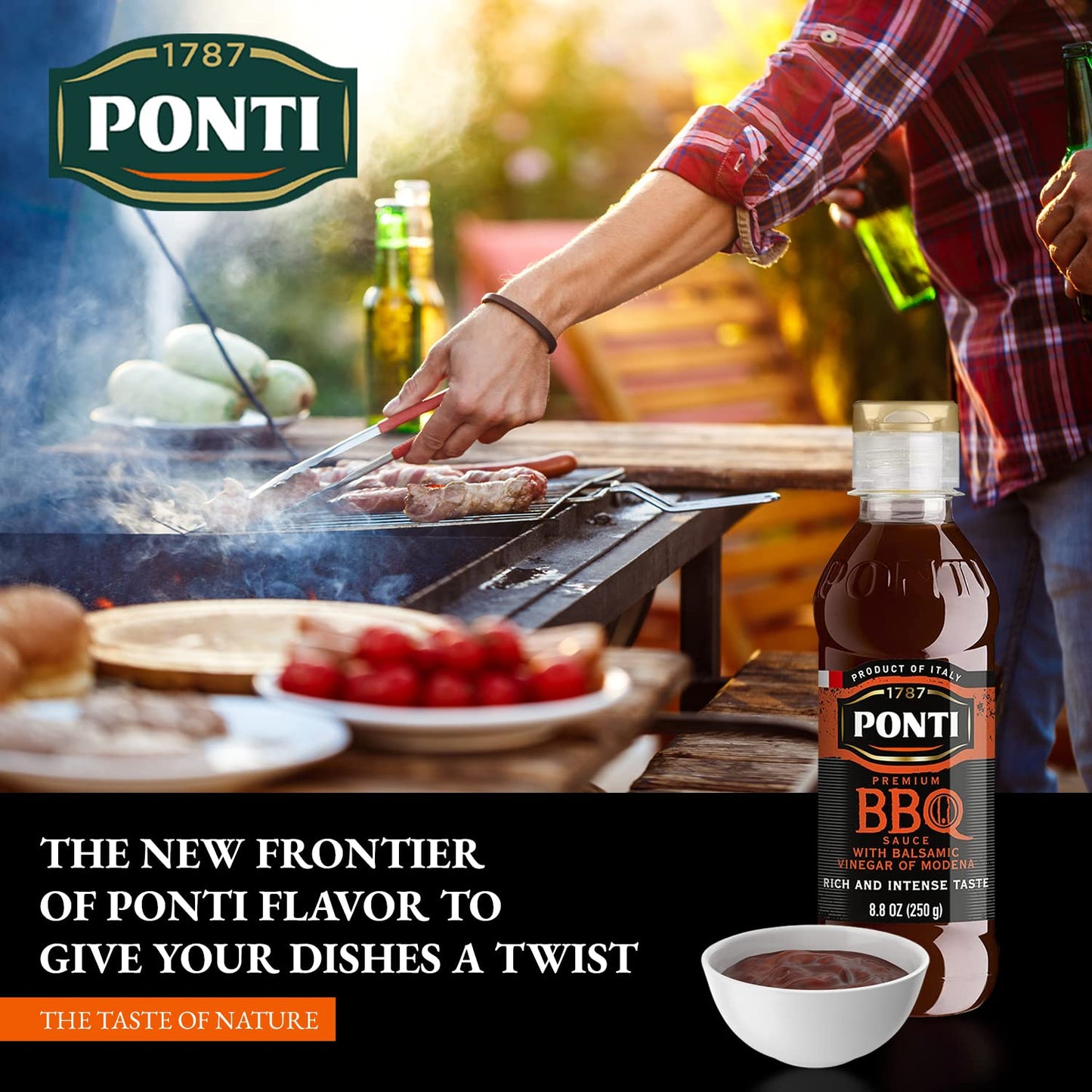 Ponto Premium BBQ Glaze Sauce with Balsamic Vinegar of Modena - Sensations with Marinades - 8.8 oz, Imported from Italy - Pack of 2