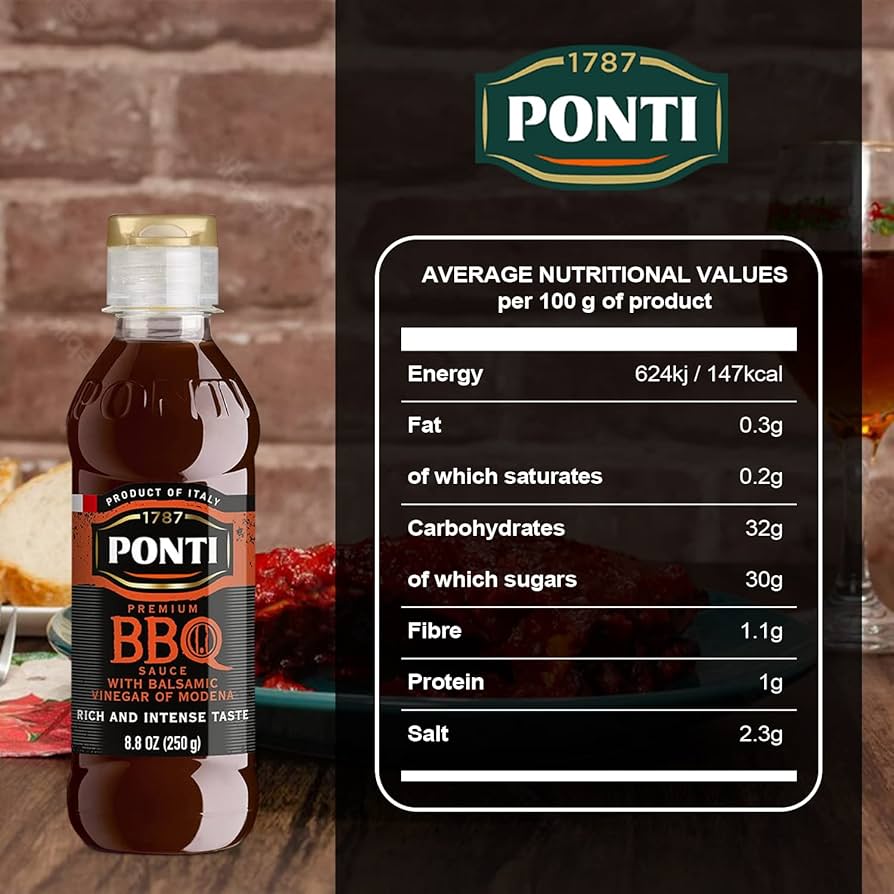 Ponto Premium BBQ Glaze Sauce with Balsamic Vinegar of Modena - Sensations with Marinades - 8.8 oz, Imported from Italy - Pack of 2