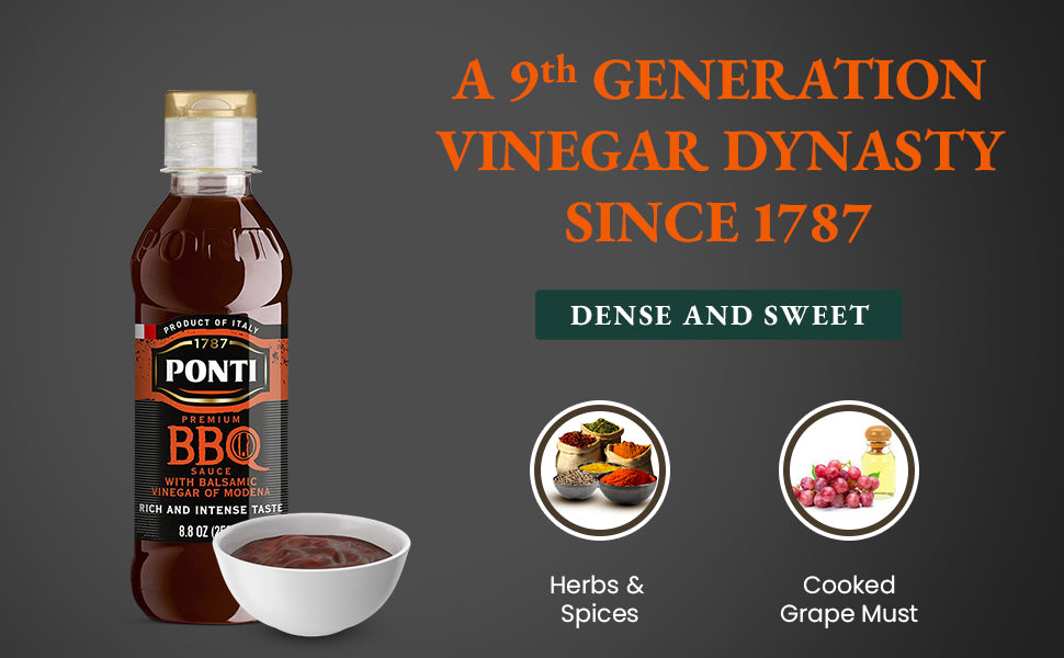 Ponto Premium BBQ Glaze Sauce with Balsamic Vinegar of Modena - Sensations with Marinades - 8.8 oz, Imported from Italy - Pack of 2