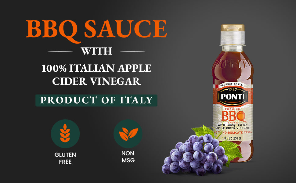 Ponto Premium BBQ Glaze Sauce with Balsamic Vinegar of Modena - Sensations with Marinades - 8.8 oz, Imported from Italy - Pack of 2