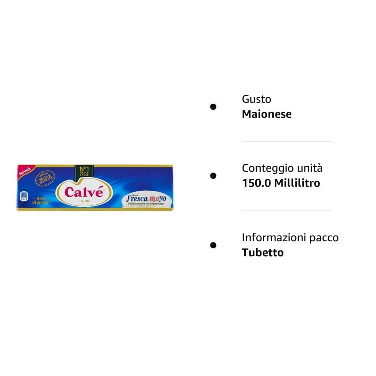 Bontà Fresca Mayò Italian Mayonnaise with Low-fat Yogurt 5.07 ox, Imported from Italy - Pack of 2