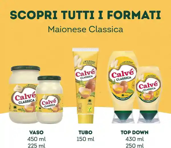 Calvé Italian Classica Gluten Free Italian Mayonnaise - 8.8 oz, Imported from Italy - Pack of 2