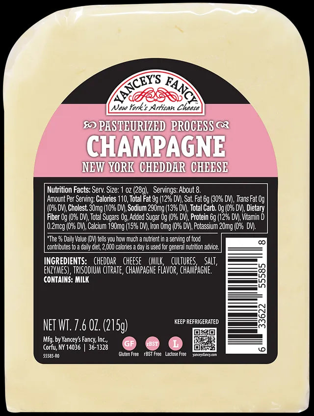 Yancey's Fancy Champagne Cheddar Cheese, 7.6 oz - Pack of 4