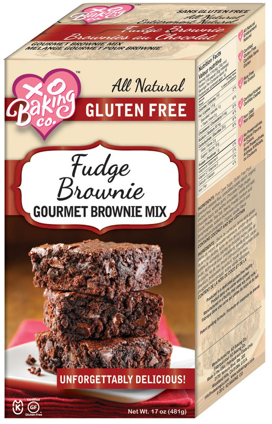 Gluten Free Fudge Brownie Gourmet Brownie Mix - Non-GMO, Kosher, Rice Free, Soy Free, Dairy Free, Peanut Free, No Preservatives, No Artificial Flavors or Colors - 17 oz