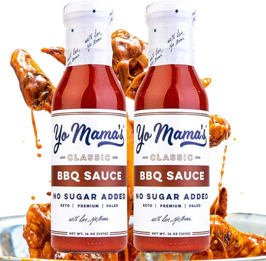 Keto Barbecue BBQ Sauce by Yo Mama's Foods – Pack of 2 - No Sugar Added, Low Carb, Vegan, Gluten Free