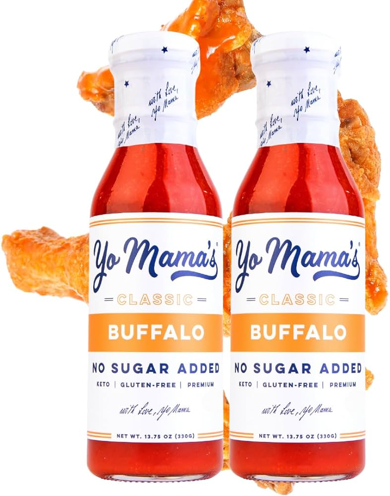 Keto Buffalo Dipping, Marinade & Wing Sauce by Yo Mama's Foods – Pack of 2 - No Sugar Added, Low Carb, Vegan, Gluten Free