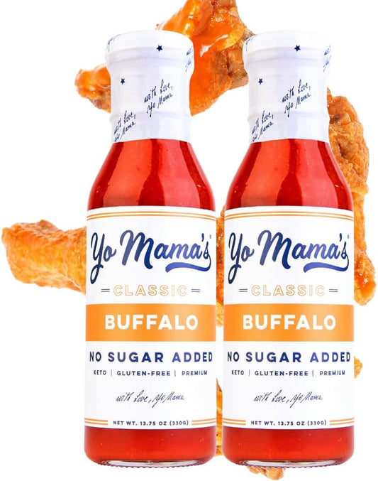 Keto Buffalo Dipping, Marinade & Wing Sauce by Yo Mama's Foods – Pack of 2 - No Sugar Added, Low Carb, Vegan, Gluten Free