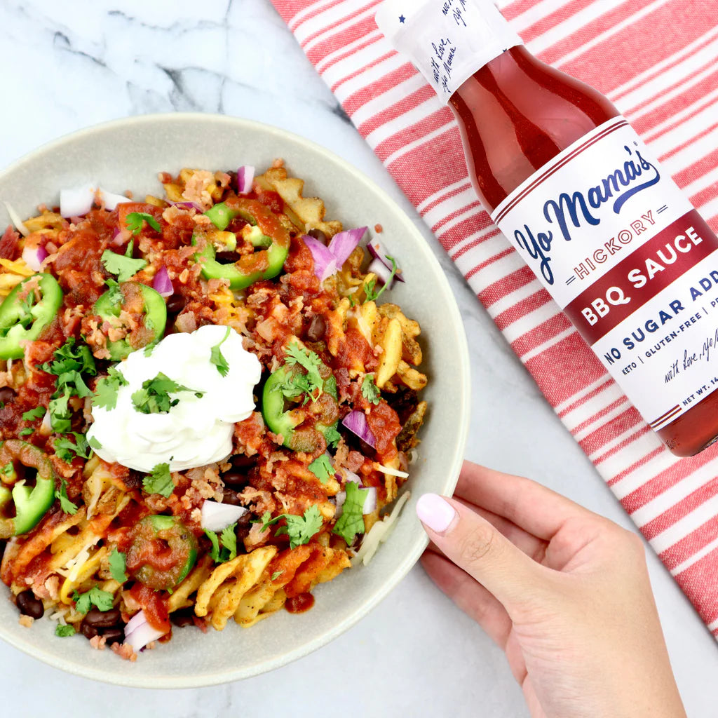 Keto Hickory Barbecue BBQ Sauce by Yo Mama's Foods – Pack of 3 - No Sugar Added, Low Carb, Vegan, Gluten Free