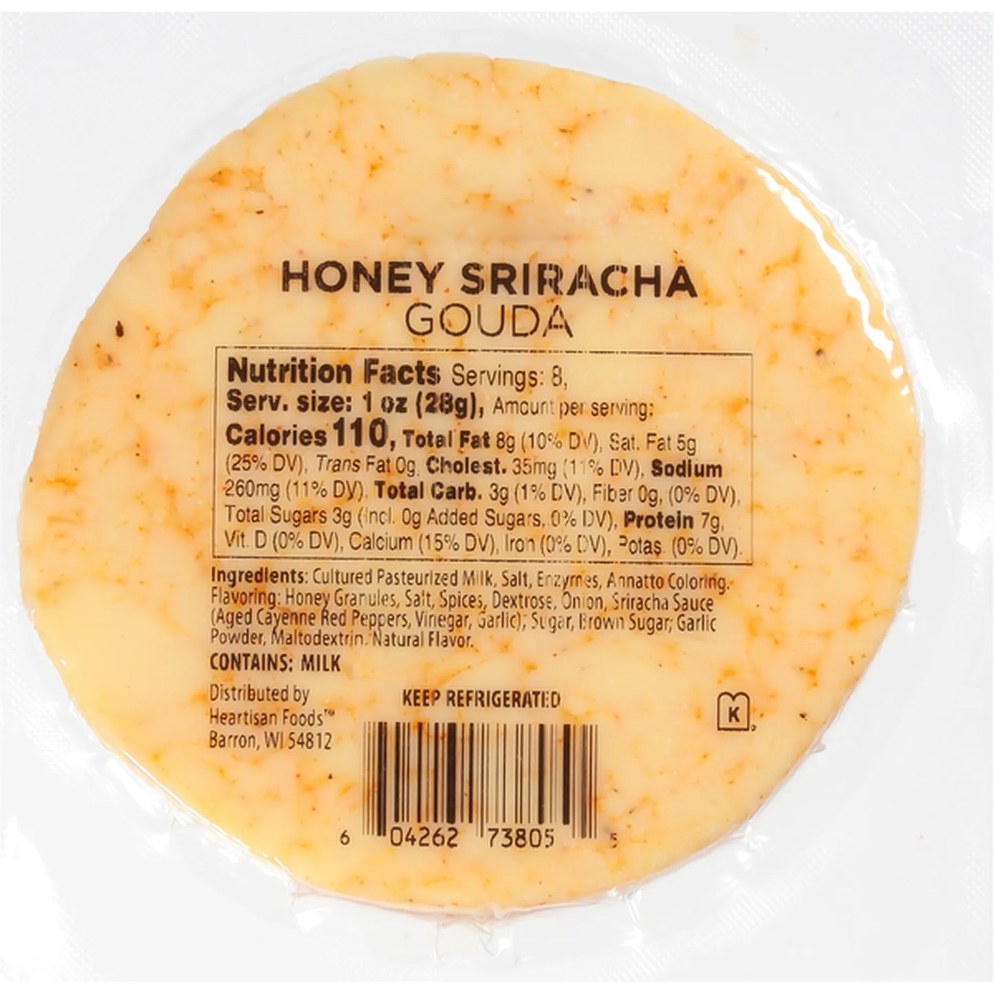 Honey Sriracha Gouda Cheese, 8 oz - Pack of 2