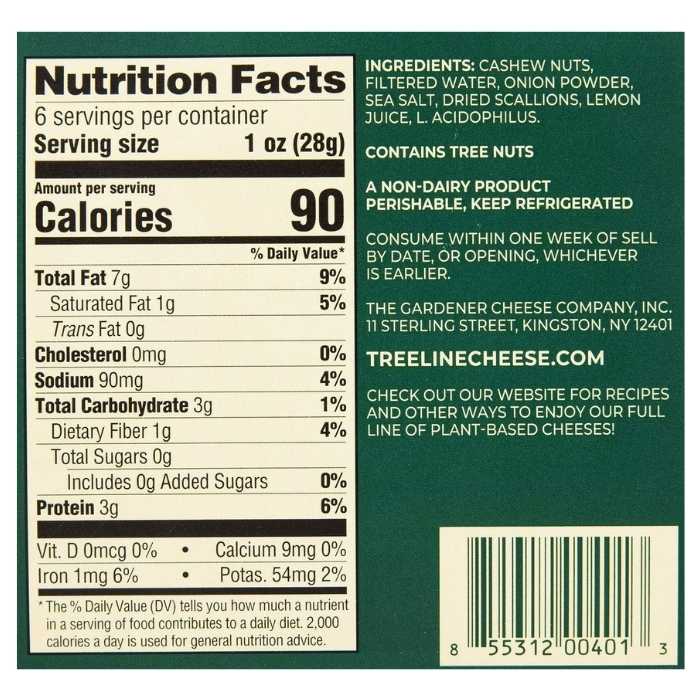 Treeline French Style Cheese, Vegan - Herb Garlic, Scallion - Pack of 6