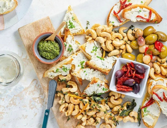 Treeline Cheese Vegan Cheese Assortment - Ricotta, Herb Garlic, Scallion, Classic Aged, Cracked Pepper Aged Cheese Wheel