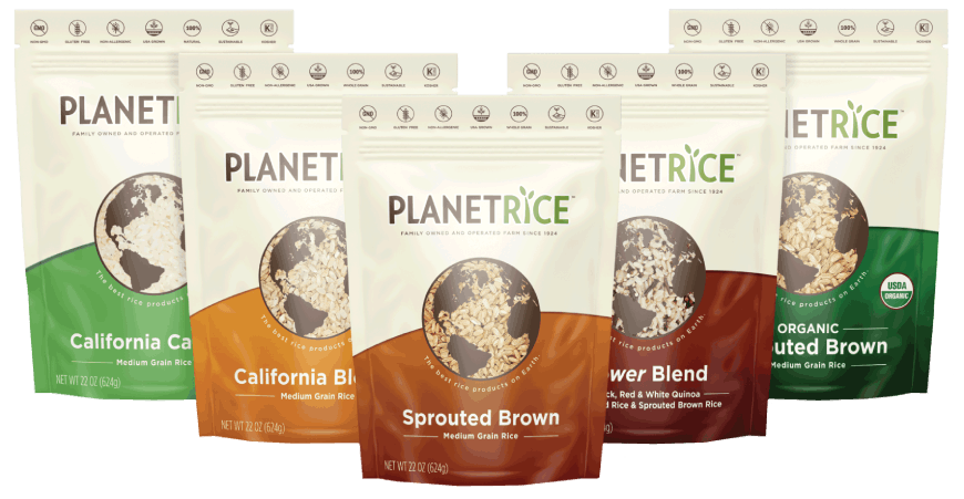 Planet Rice Sprouted Brown Rice - Gaba Rice Gluten Free, Vegan, Paleo - Pack of 6