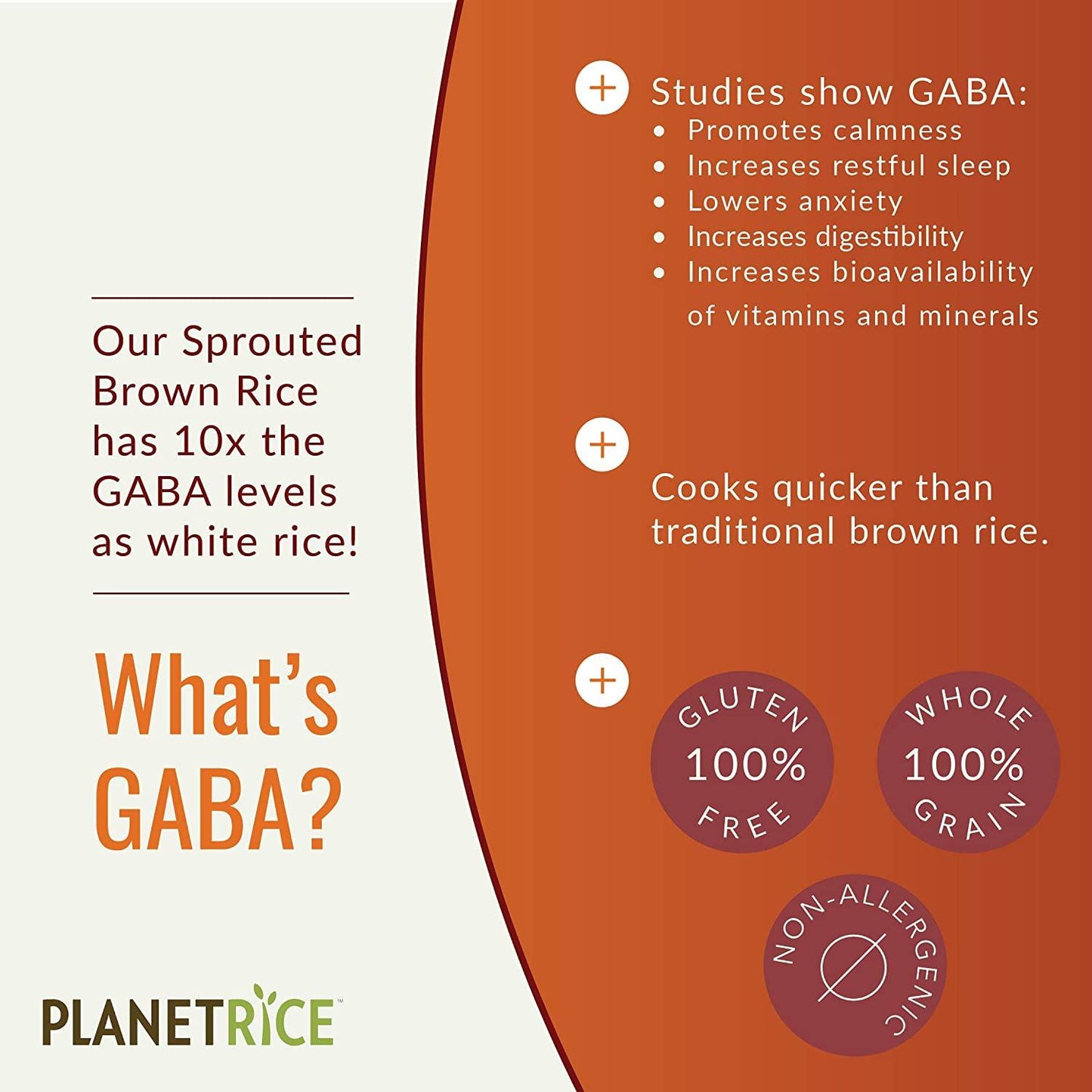Planet Rice Sprouted Brown Rice - Gaba Rice Gluten Free, Vegan, Paleo - Pack of 6