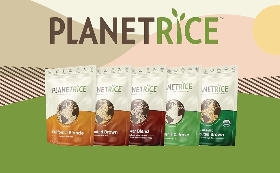 Planet Rice Sprouted California Blonde Rice - Gaba Rice Gluten Free, Vegan, Paleo - Pack of 6