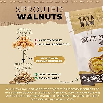TATA RAW - Organic Sprouted Maple Walnuts - Turmeric, Ginger - 1 lb
