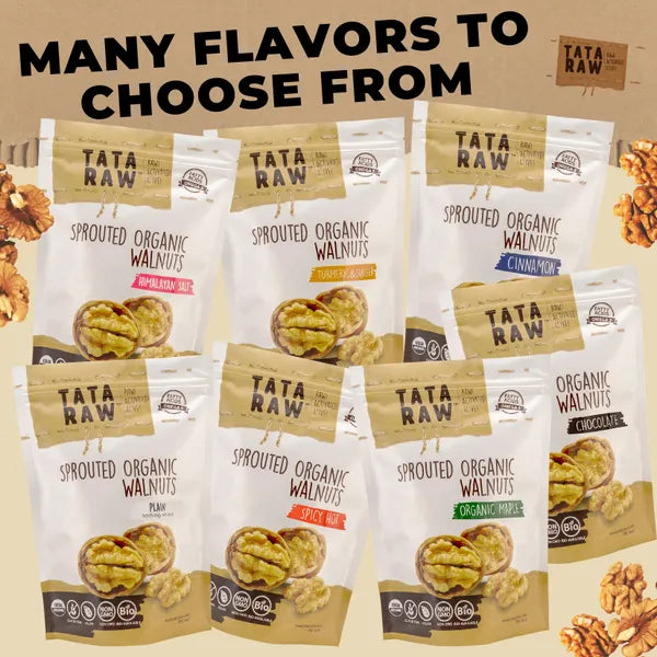 TATA RAW - Sprouted Organic Walnuts - PLAIN. Nothing added -1 lb