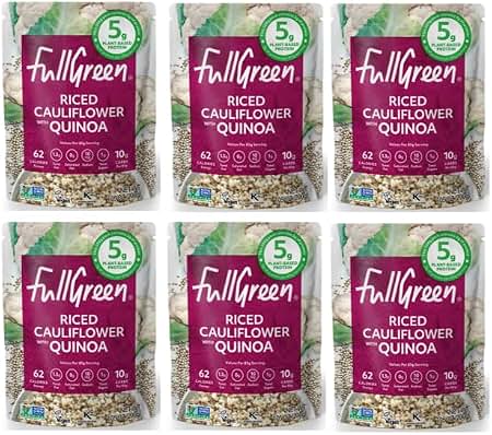 FullGreen Riced Cauliflower with Quinoa 7.05 oz (6 Pack) • Plant-Based Protein | Low-Carb | Non-GMO, Vegan & Kosher Certified
