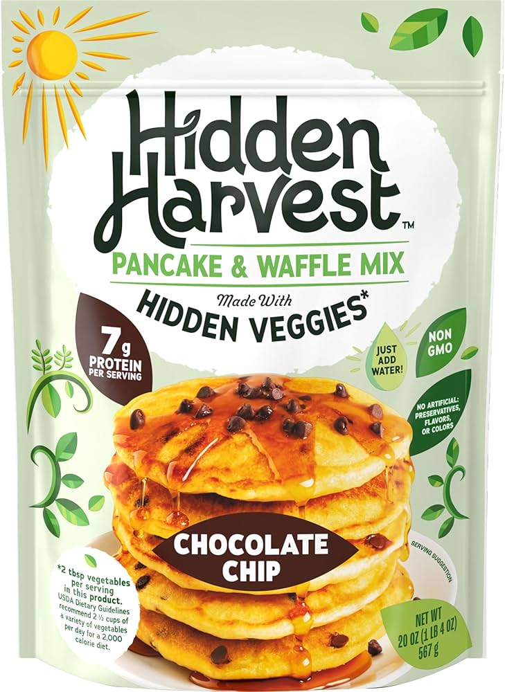 Hidden Harvest Pancake & Waffle Mix, Chocolate Chip - Non-GMO, 20 oz - Pack of 2
