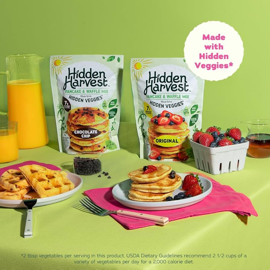 Hidden Harvest Pancake & Waffle Mix, Chocolate Chip - Non-GMO, 20 oz - Pack of 2