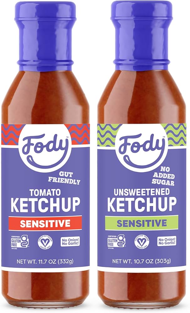 Fody Foods Vegan Tomato Variety Ketchup - Regular & Unsweetened,  Keto Friendly Condiment, Non GMO - Pack of 2