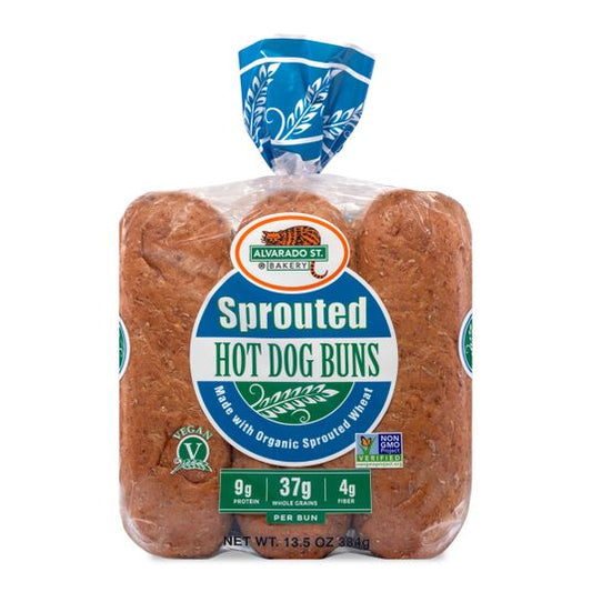Alvarado Street Bakery Organic Sprouted Wheat Hot Dog Buns, Bag of 6 - Pack of 2