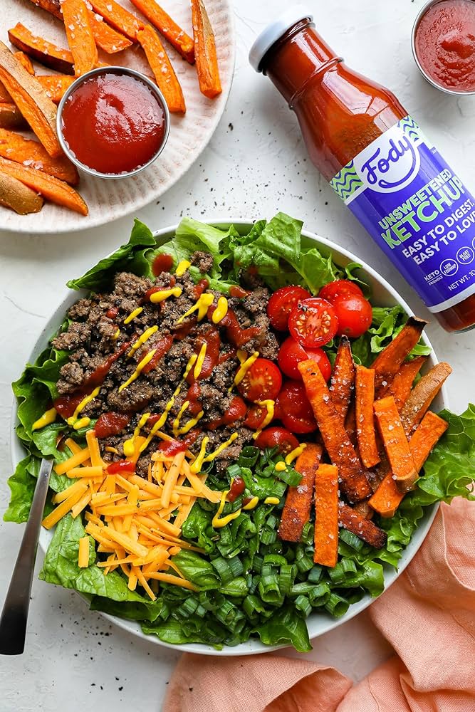Fody Foods Vegan Unsweetened Tomato  Ketchup - Keto Friendly Condiment, Non GMO - Pack of 2