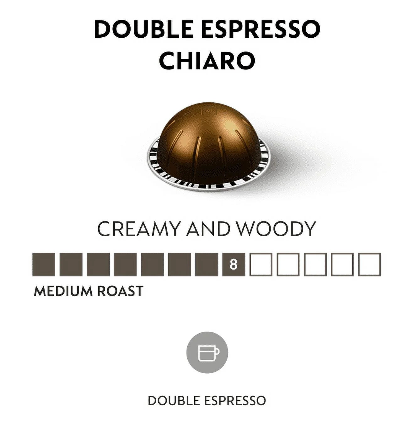 Nespresso Capsules Vertuo, Double Espresso Chiaro, Medium Roast Espresso Coffee, - 30 Count Coffee Pods, Brews 7.8 oz