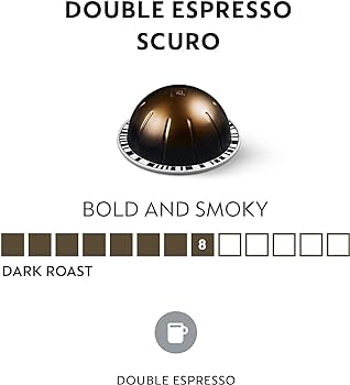 Nespresso Capsules Vertuo, Double Espresso Scuro, Dark Roast Espresso Coffee - 30 Count Coffee Pods, Brews 7.8 oz