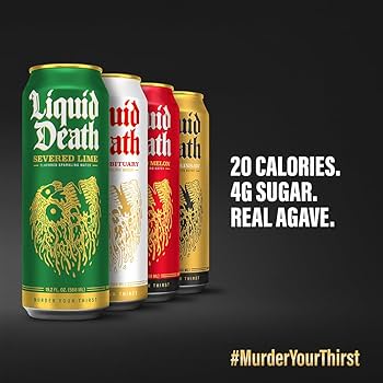 Liquid Death, Flavored Sparkling Water Variety Pack - 8 Pack - King Size 19.2 oz Cans