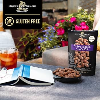 Squirrel, Crème Brulee Almonds, 3.5 oz - Gluten Free, Vegetarian - Pack of 2