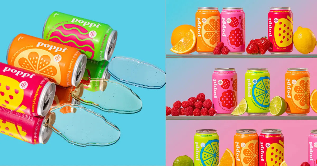 POPPI Sparkling Prebiotic Soda, Beverages w/Apple Cider Vinegar, Seltzer Water & Fruit Juice, Fun Favorites -12 Pack