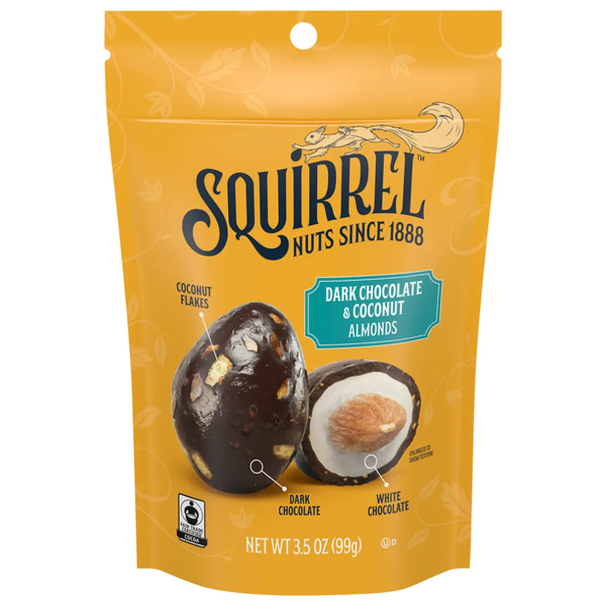 Squirrel, Dark Chocolate & Coconut Almonds, 3.5 oz - Gluten Free, Vegetarian - Pack of 2