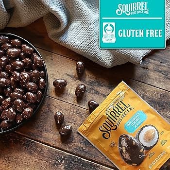 Squirrel, Dark Chocolate & Coconut Almonds, 3.5 oz - Gluten Free, Vegetarian - Pack of 2