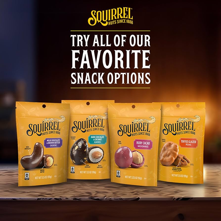 Squirrel, Dark Chocolate & Coconut Almonds, 3.5 oz - Gluten Free, Vegetarian - Pack of 2