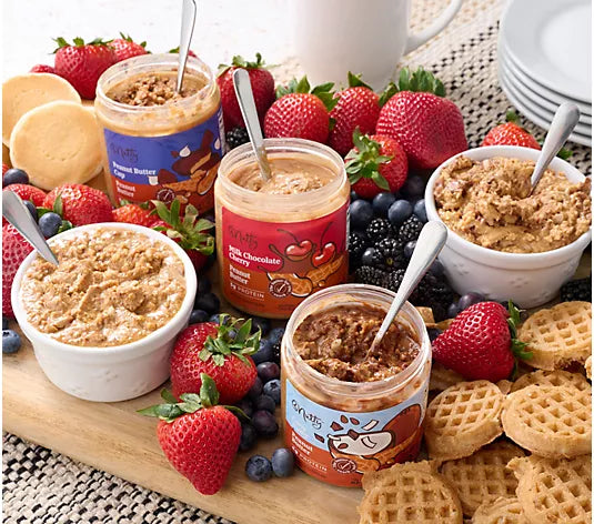 BNutty Chocolate Dream Variety Pack | Natural, Crunchy, Creamy & Gluten Free Peanut Butter Jars & Spread | Peanut Butter Cup, Milk Chocolate Cherry, Totally Toffee & Coco - 4 Pack