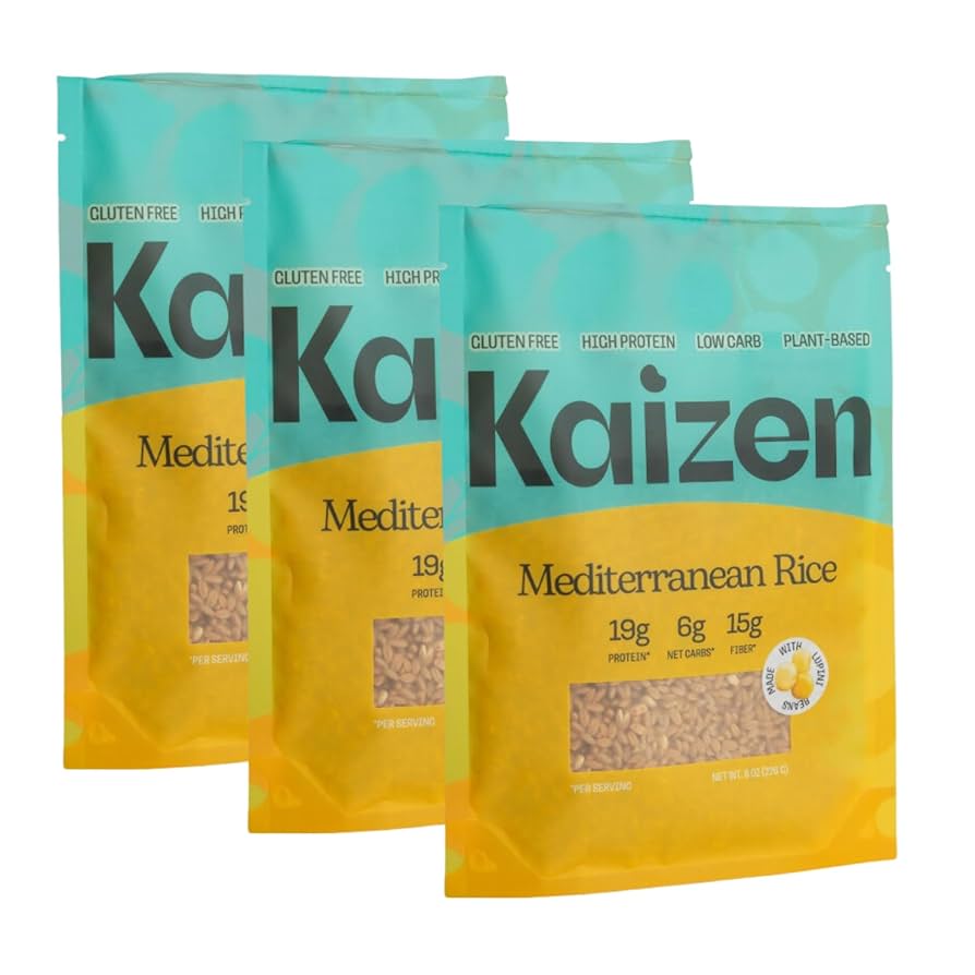 Kaizen Low Carb Keto Mediterranean Rice - High Protein (20g), Keto Friendly, Gluten-Free, Plant-Based - Pack of 3