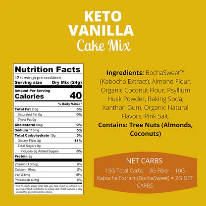 Keto Vanilla Cake Mix, 10.6 oz - Pack of 2
